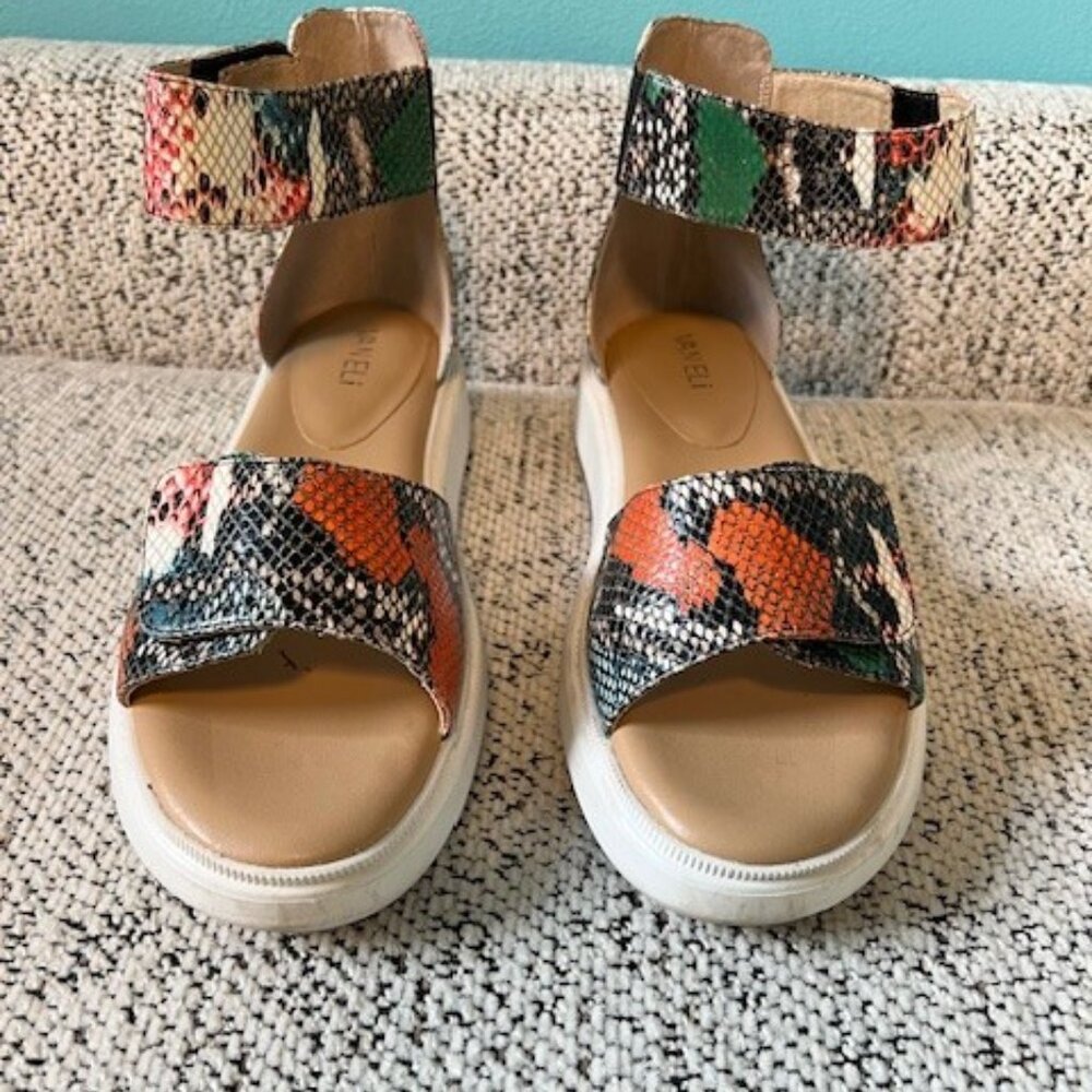 Van Eli Multi Color Leather Ankle Strap Sandal